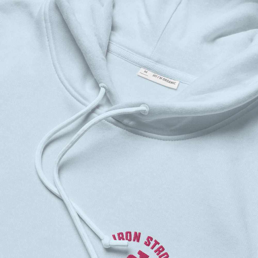 Blue Fog Eco Hoodie hood detail | Iron Strong Apparel