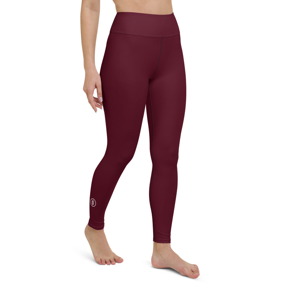 burgundy high waist leggings
